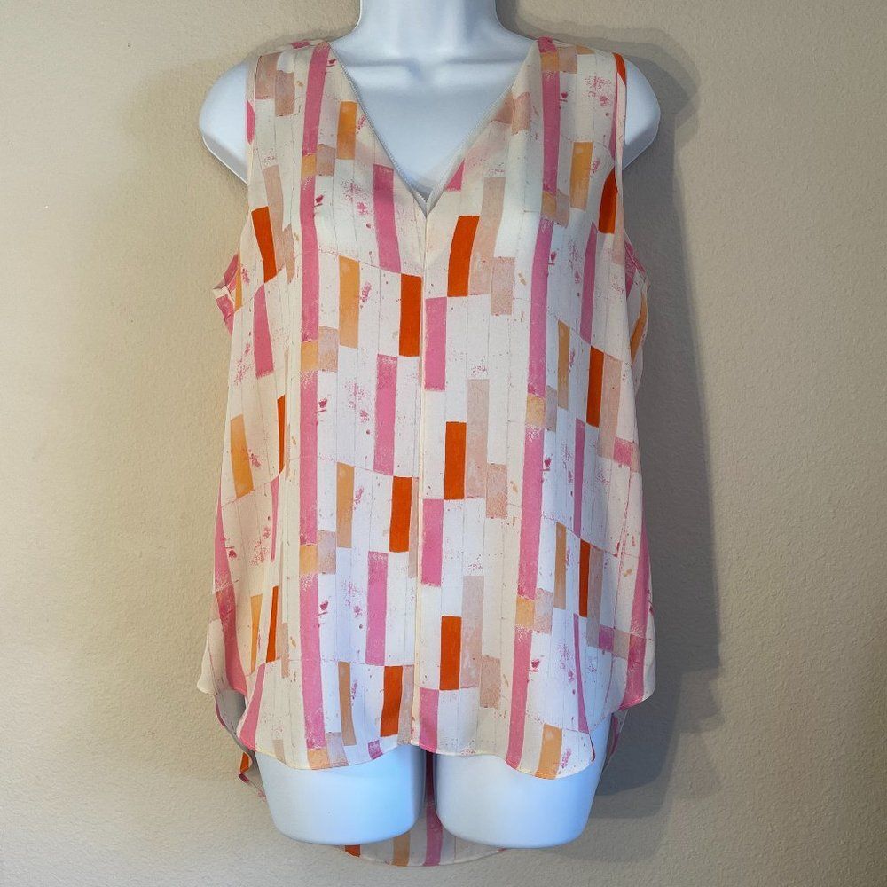 Cato Chiffon sleeveless top with longer back and double fabric V neck